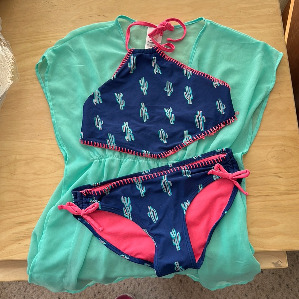 Youth girls bathing suit and cover up
